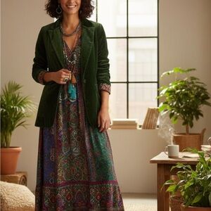 Chico’s Multi-Strand Faux Leather Boho Statement Necklace Gold Tone